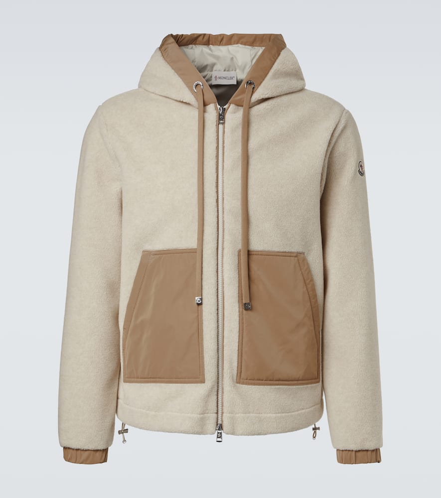 Moncler Hooded Cardigan With Drawstring And Pockets In Brown