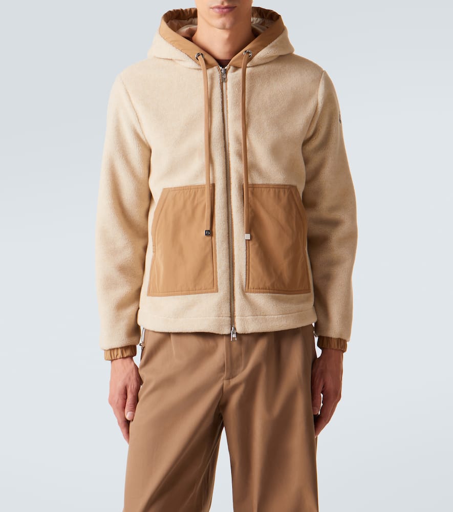Moncler Hooded Cardigan With Drawstring And Pockets In Brown