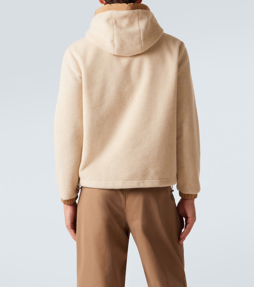 Moncler Hooded Cardigan With Drawstring And Pockets In Brown
