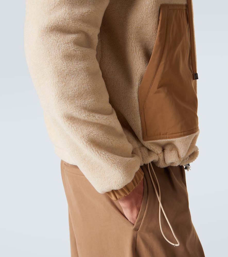 Moncler Hooded Cardigan With Drawstring And Pockets In Brown