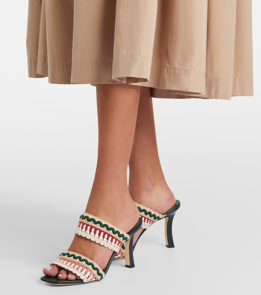 Manolo Blahnik Mabeco 90 leather-trimmed knitted mules
