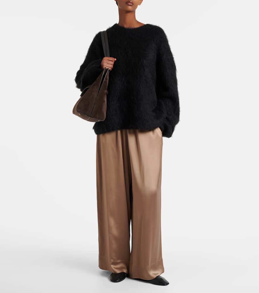 Totême Satin Wide-leg Pants In Brown