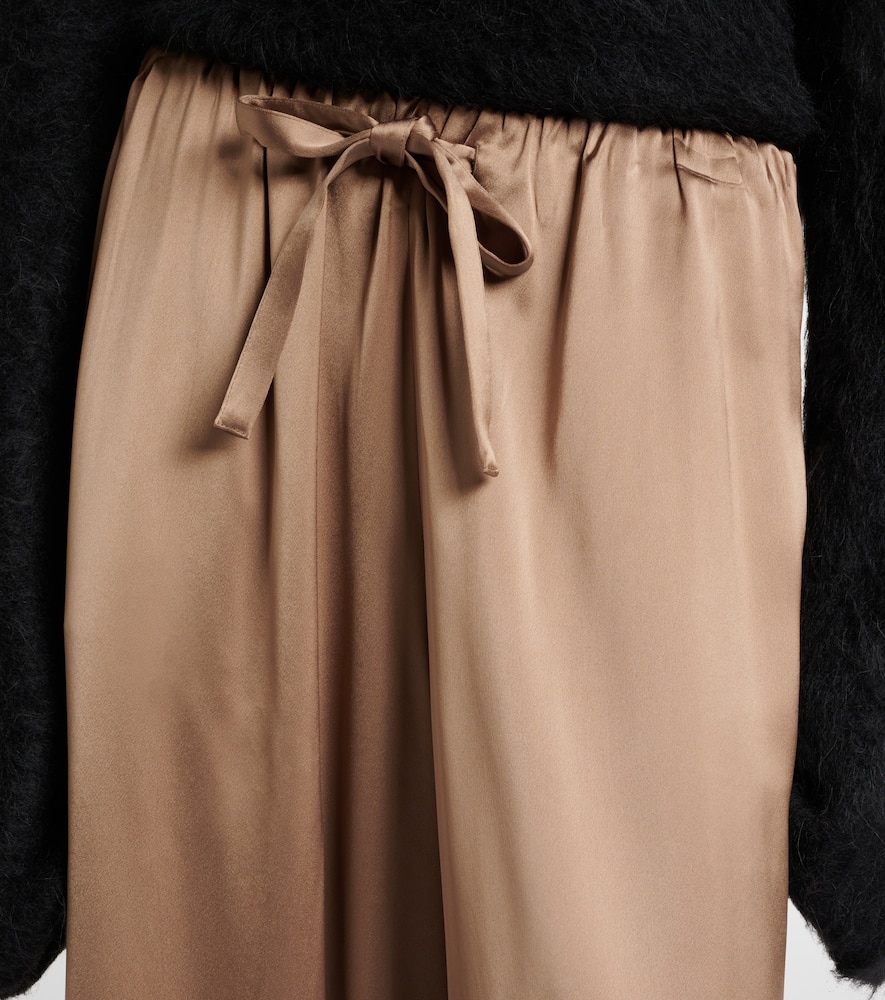 Totême Satin Wide-leg Pants In Brown