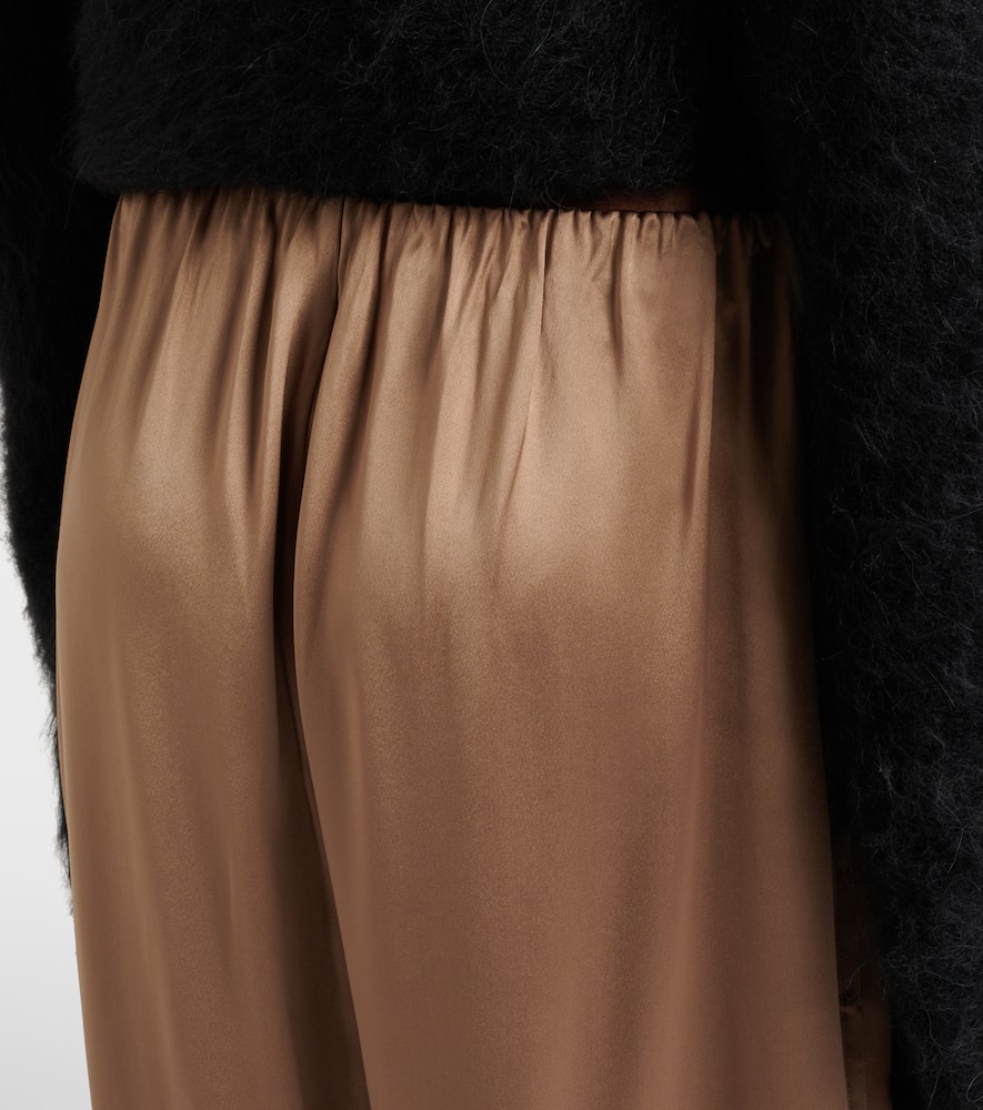 Totême Satin Wide-leg Pants In Brown