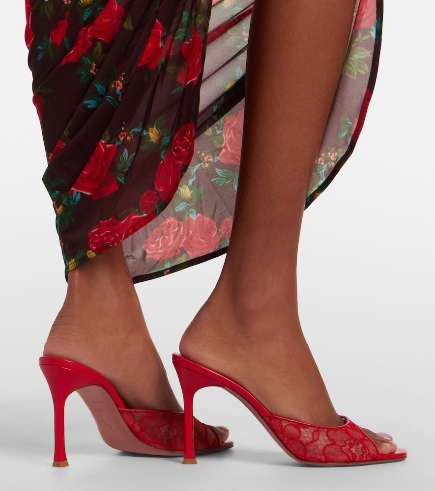Amina Muaddi Alexa leather-trimmed lace mules