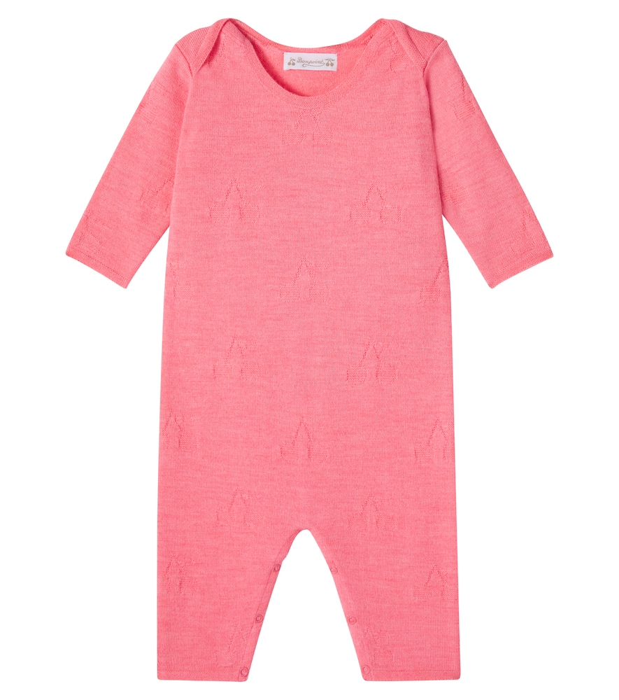 Bonpoint Baby Elin Wool Cardigan And Leggings Set In Pink