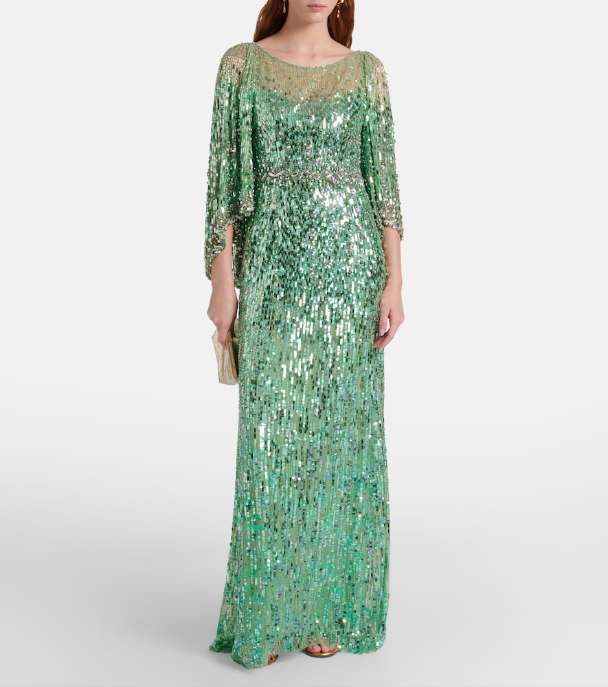 Jenny Packham Ines embellished sequined gown