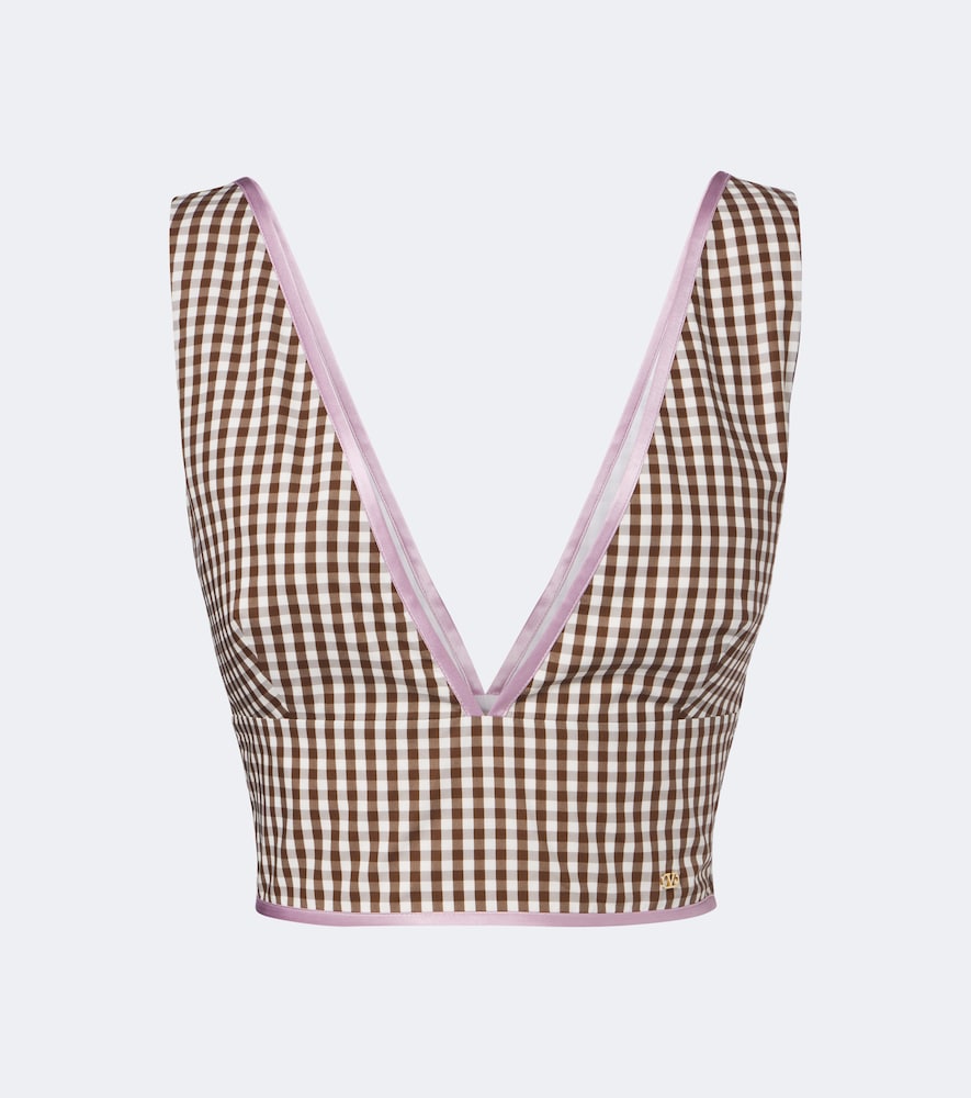 Valentino Women's Multicoloured Gingham Cotton Crop Top UK Size 14 - Mytheresa