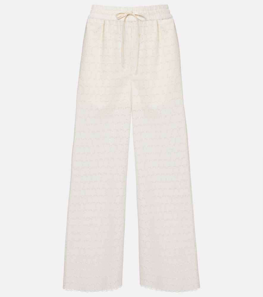 Valentino Broderie anglaise cotton wide-leg pants