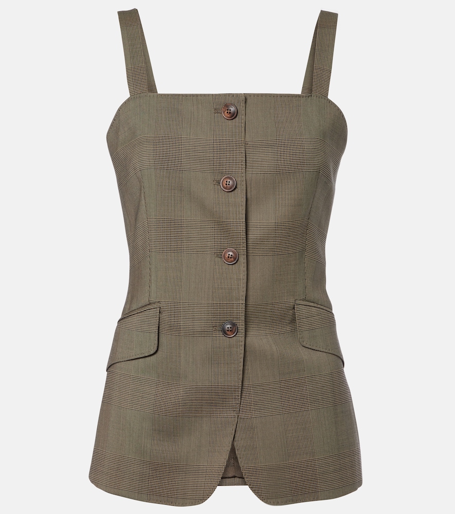 Max Mara Women's Green Plaid Virgin Wool Top UK Size 18 - Mytheresa