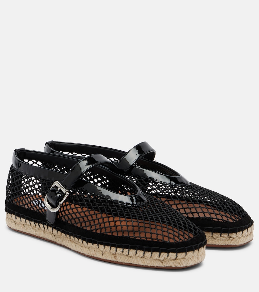Alaia Women's Black Fishnet Leather-Trimmed Espadrilles UK Size 4 - Mytheresa