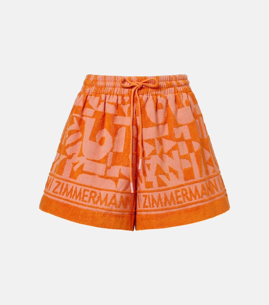 Zimmermann Solstice Cotton Terry Shorts In Orange