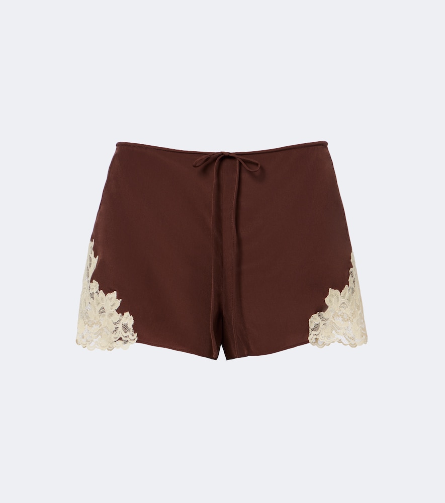 Shorts Elia in crêpe de chine con pizzo