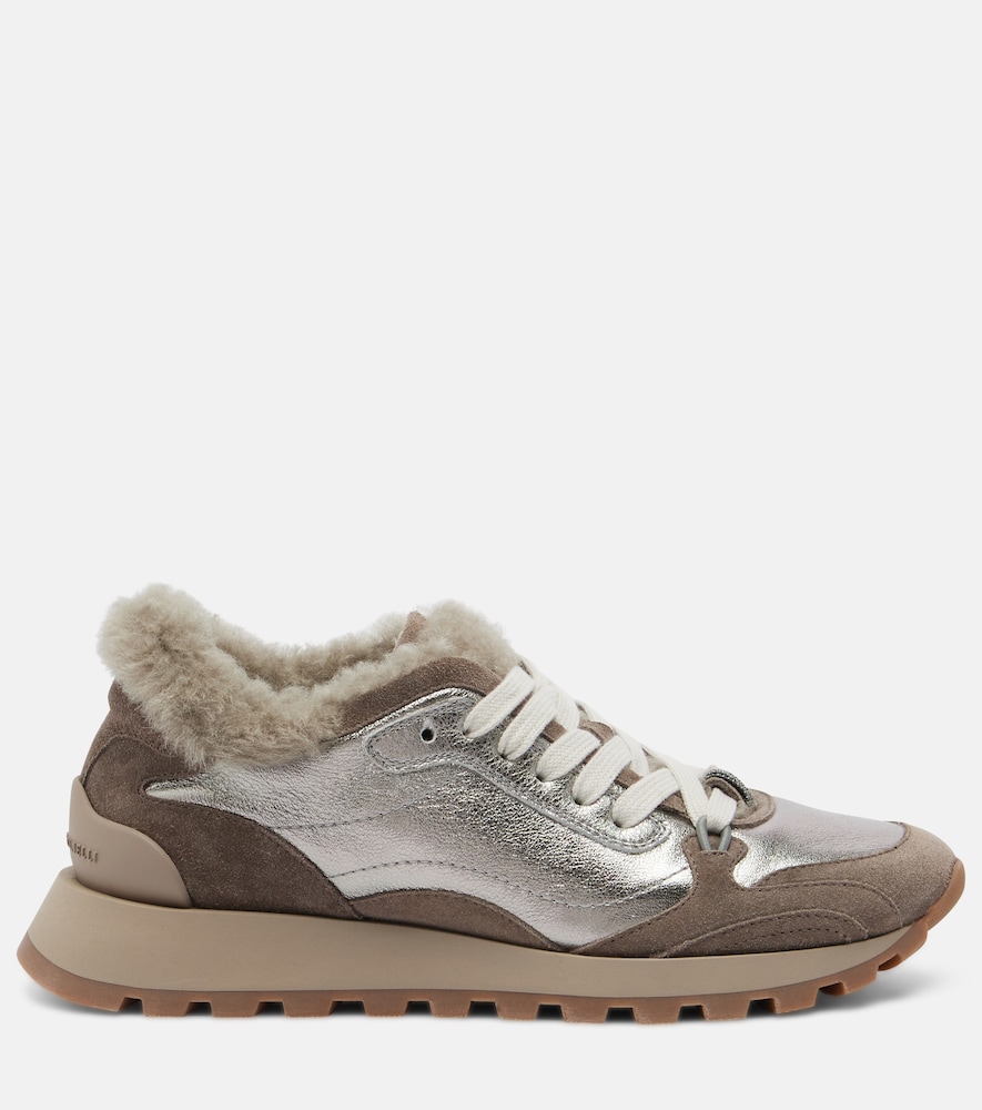 Monili Shearling-Trimmed Sneakers