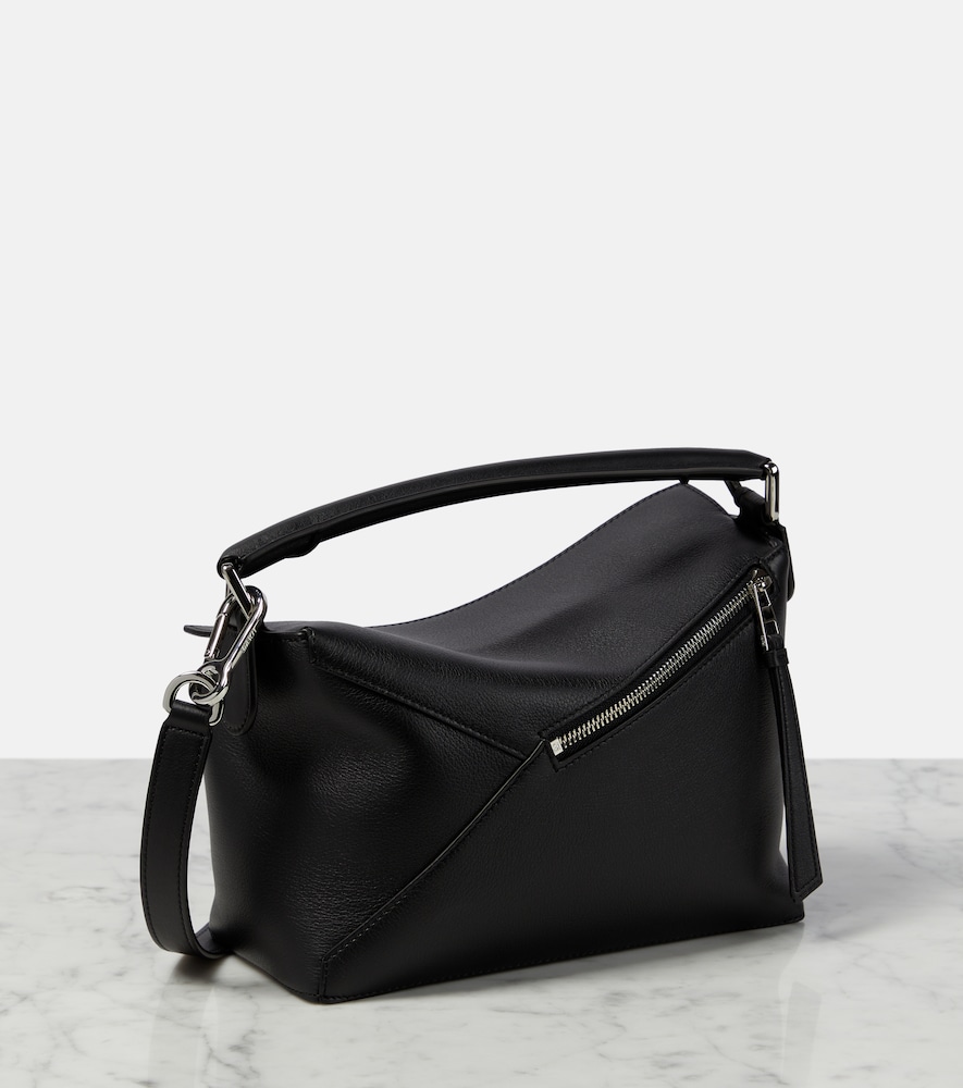 Puzzle Edge Small Leather Top-Handle Bag