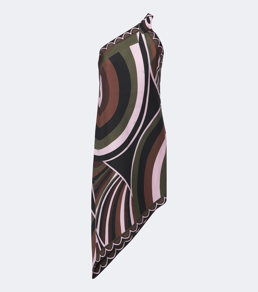 One-Shoulder-Midikleid Iride aus Seide