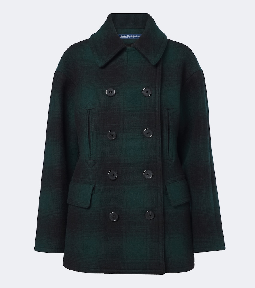 Peacoat in misto lana a quadri