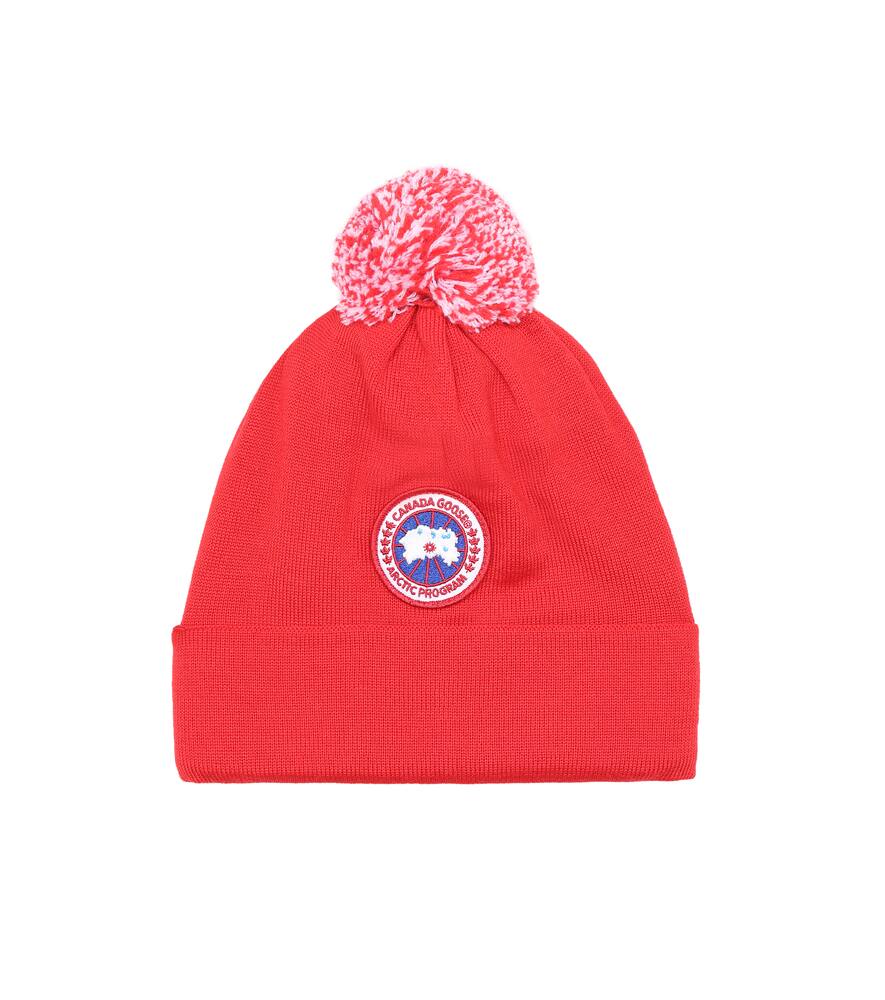 Canada Goose Kids Merino Wool Pom-pom Hat In Red