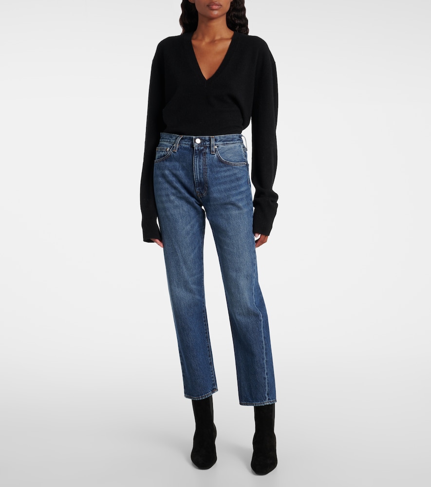 Mid-Rise Twisted-Seam Straight Jeans