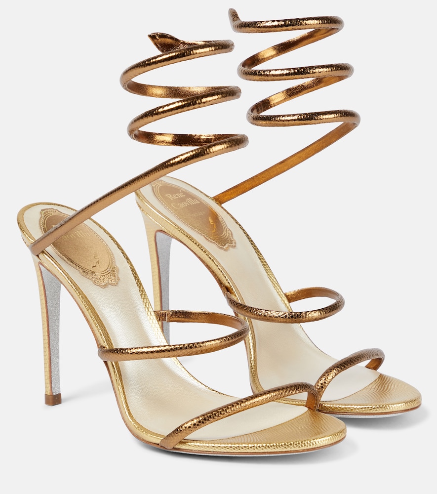 RenÃ© Caovilla Cleo Leather Sandals In Gold Karung | ModeSens