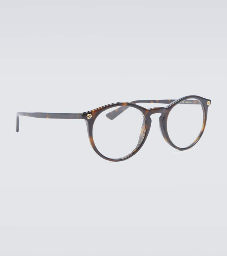 Shop Gucci Round-frame Acetate Glasses In Havana-havana-transparent