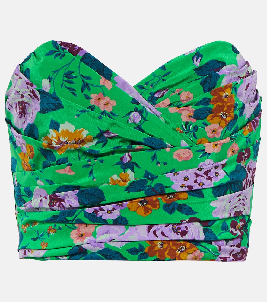 Alessandra Rich Floral silk cropped bustier