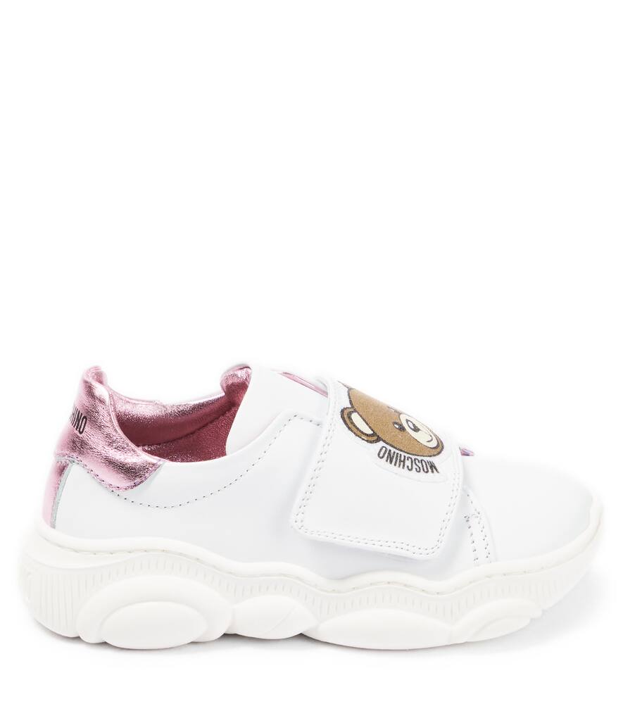 Moschino Logo Leather Sneakers In Pink