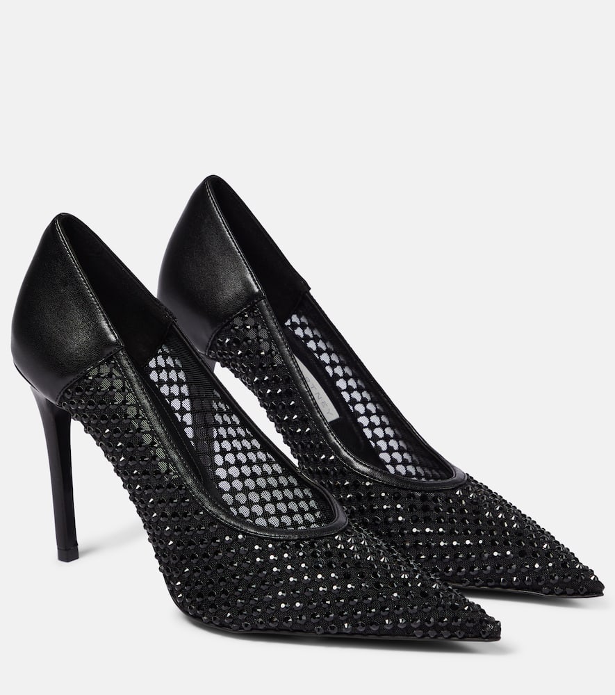 Stella McCartney Iconic embellished mesh and faux leather pumps