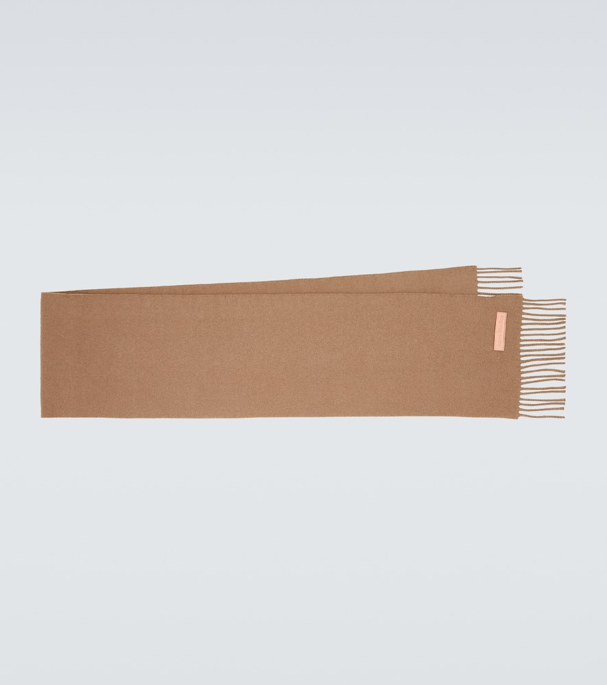 Acne Studios Fringe Wool Scarf - Skinny In Dark Camel
