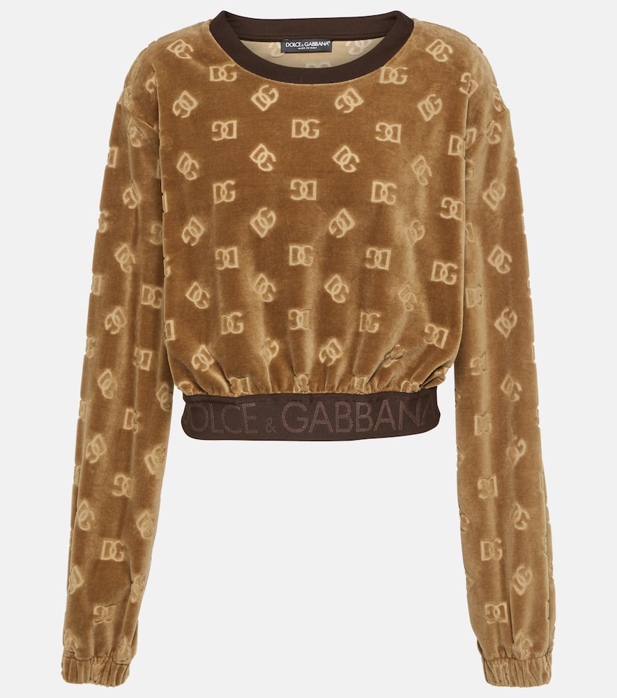 Dolce & Gabbana DG cropped velvet sweatshirt
