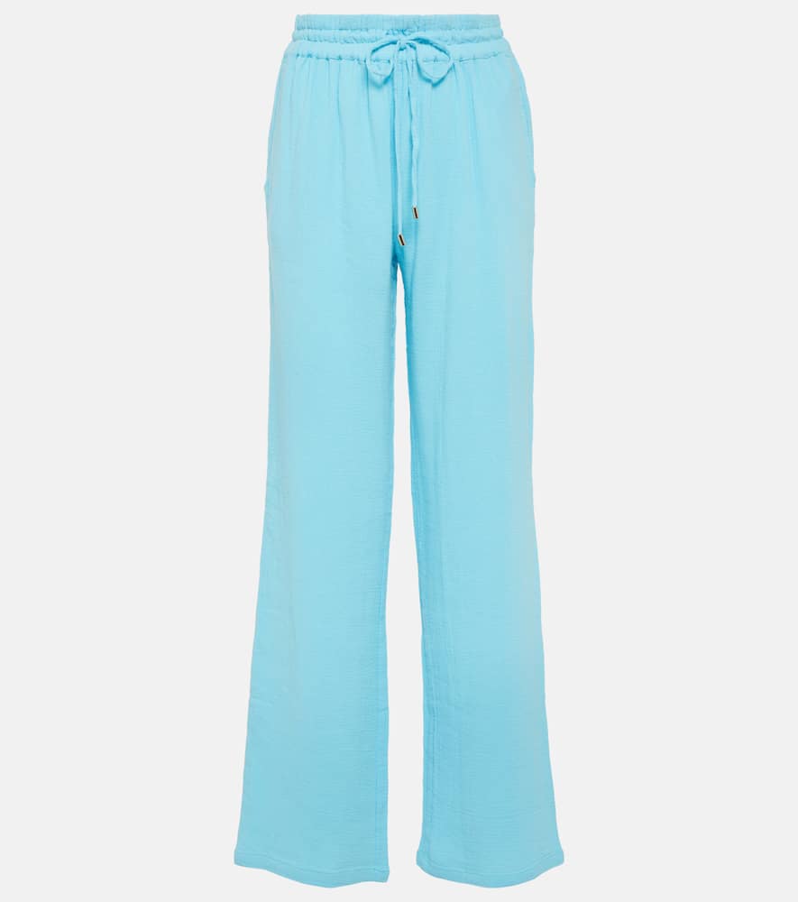 Krissy cotton mid-rise wide-leg pants