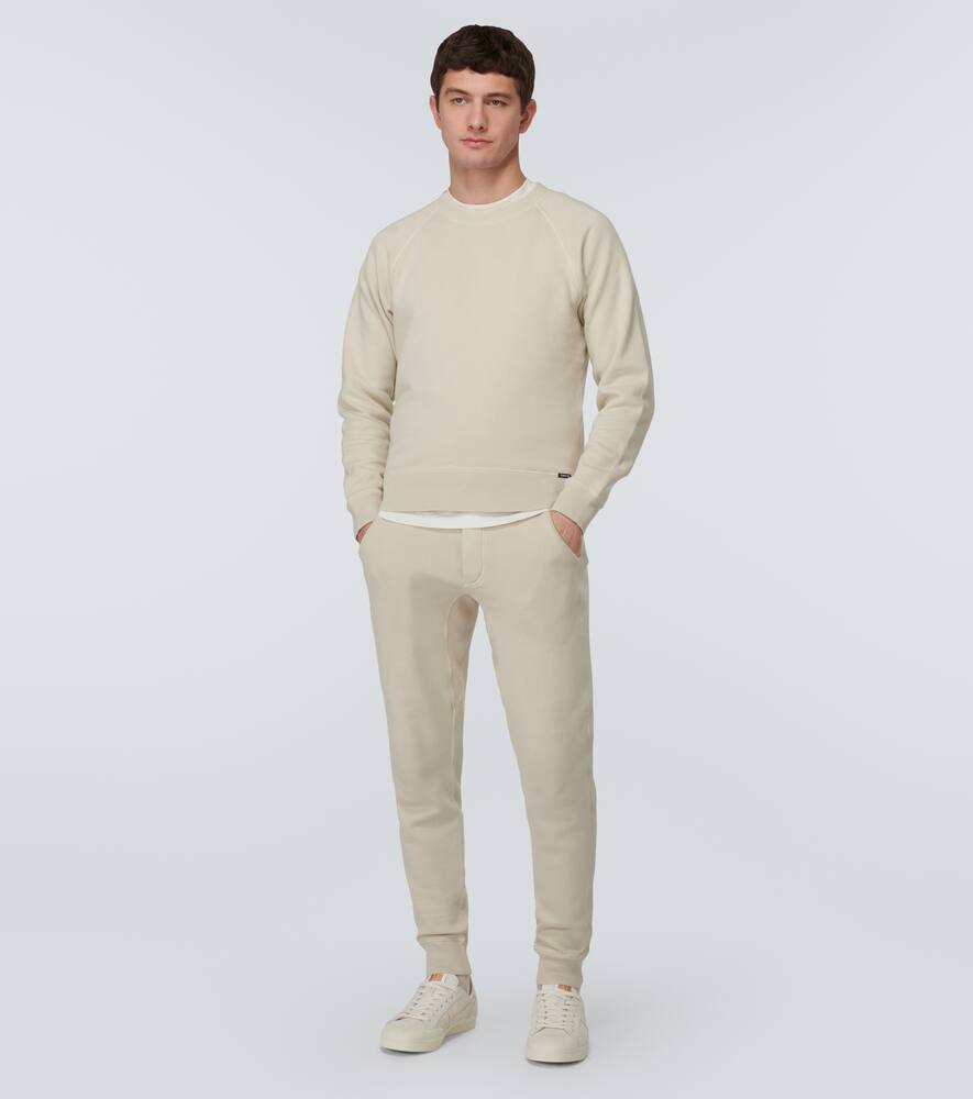 Tom Ford Tapered Garment-dyed Cotton-jersey Sweatpants In Beige