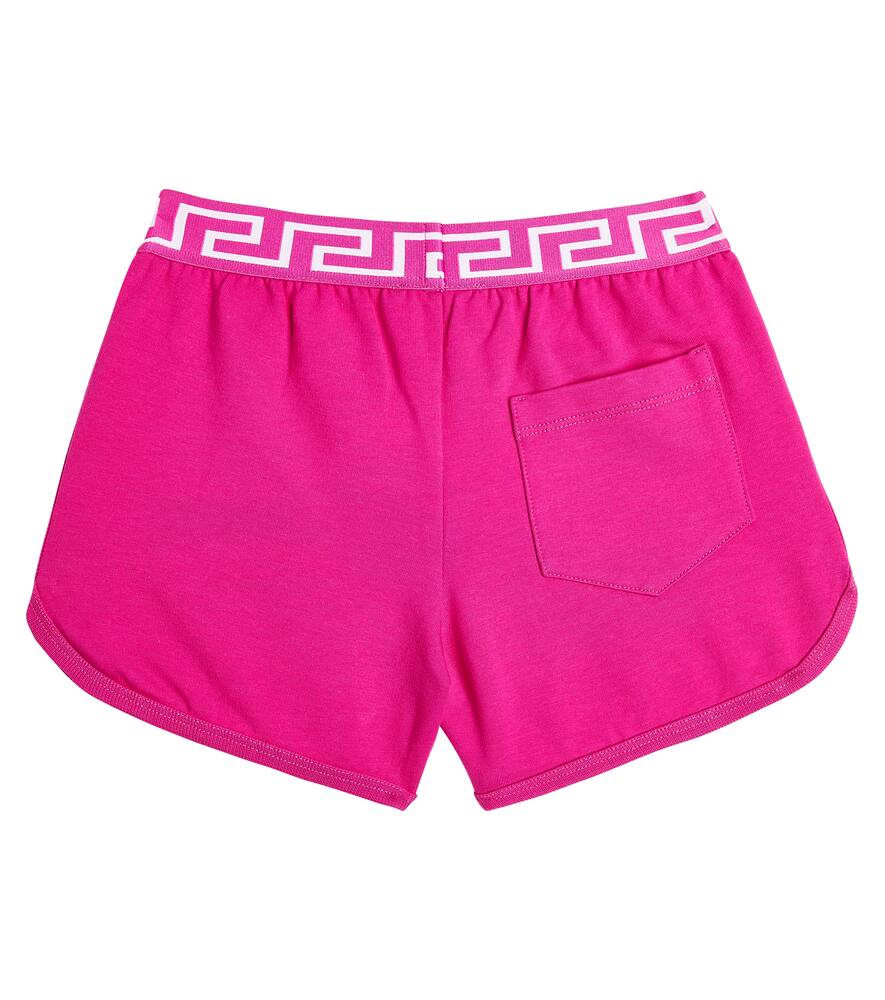 Versace Greca Cotton-blend Jersey Shorts In Pink