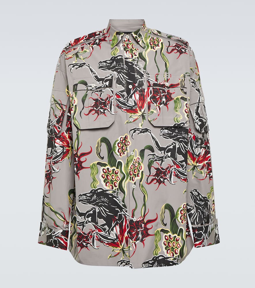 Prada Printed Cotton Poplin Shirt In Multi