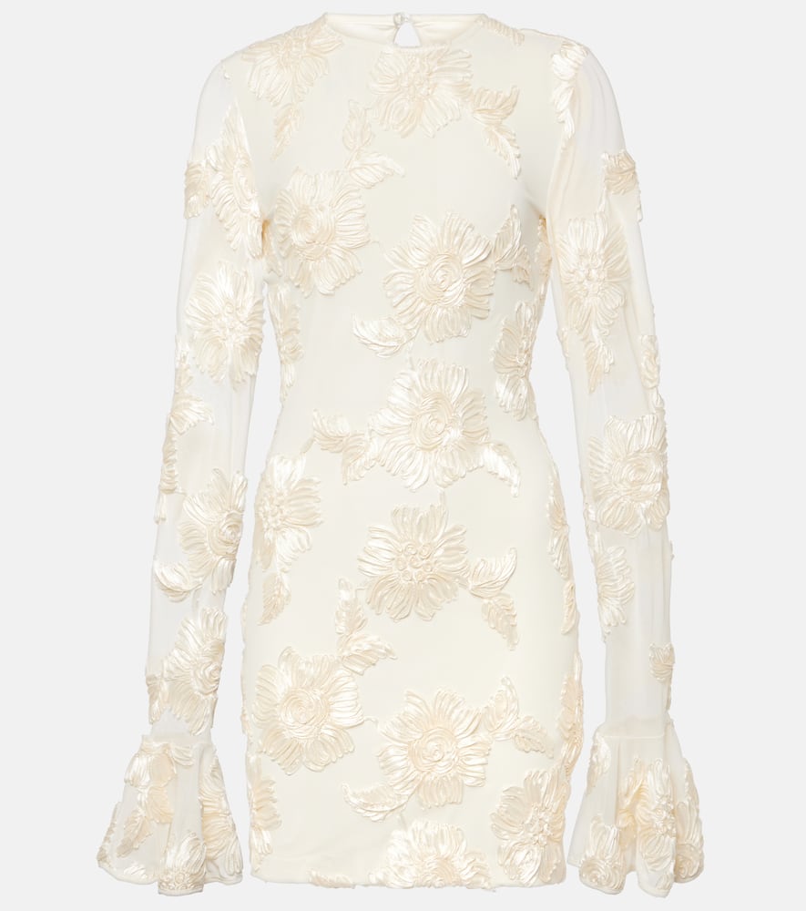 Bridal Rosita floral-appliqué mesh minidress