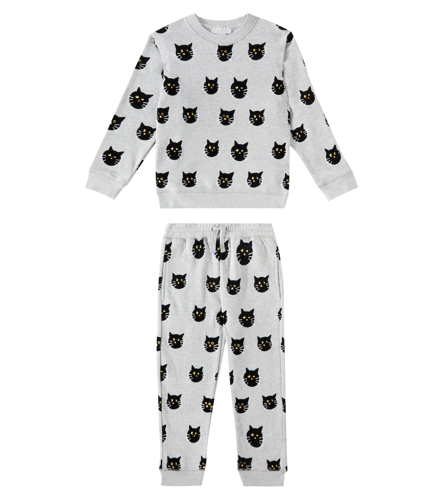 Stella Mccartney Printed Cotton Sweatshirt And Sweatpants Set In Grey
