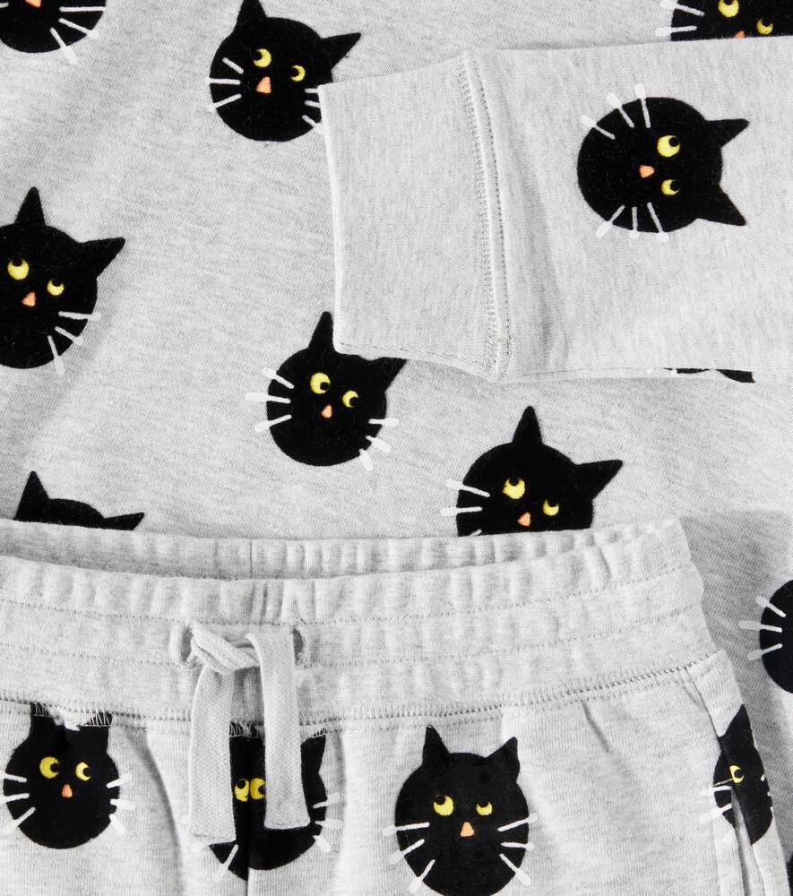 Stella Mccartney Printed Cotton Sweatshirt And Sweatpants Set In Grey