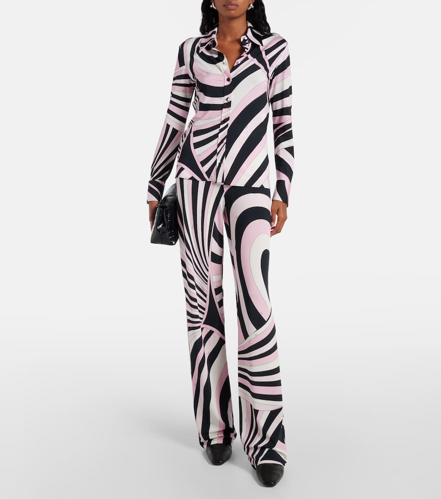 Pucci Iride Jersey Satin Straight Pants In Multicoloured