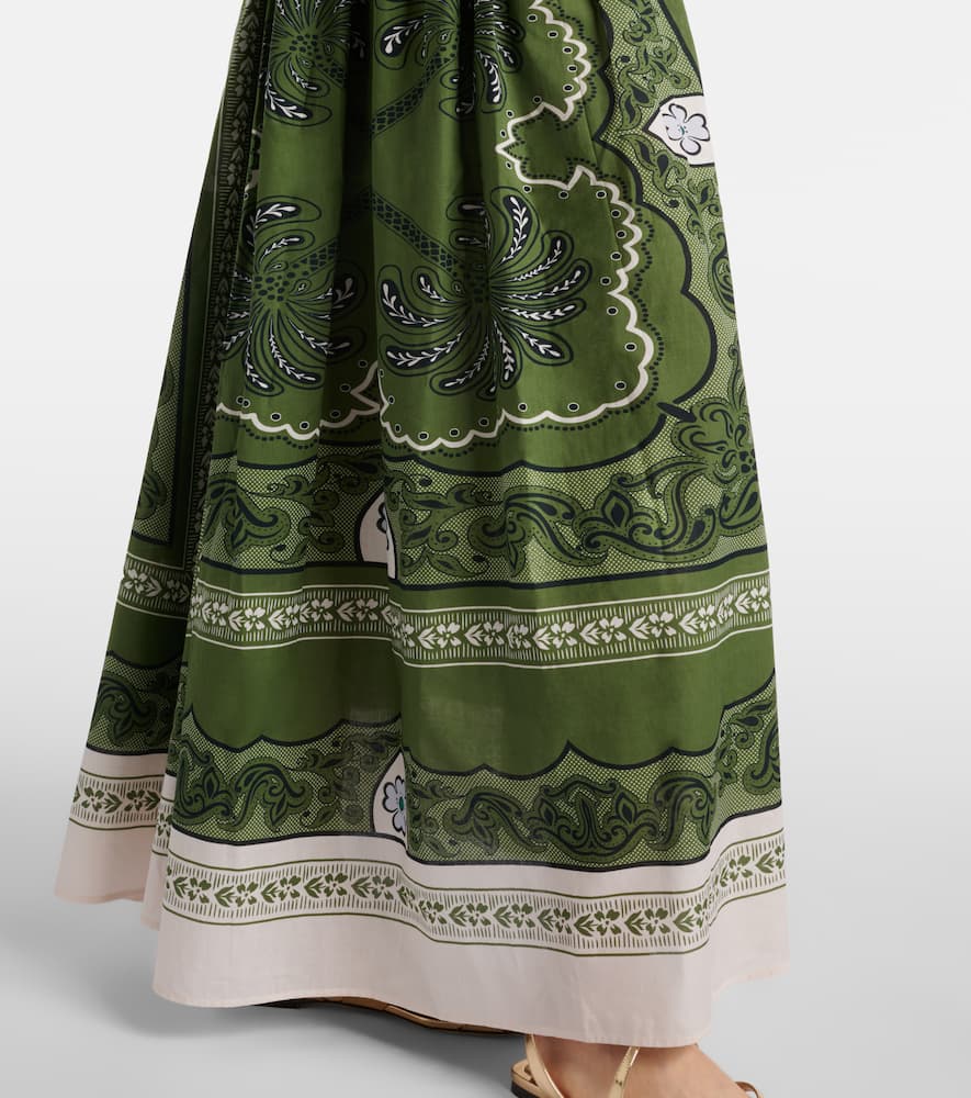 Shop La Doublej Viviana Printed Cotton Muslin Maxi Dress In Green