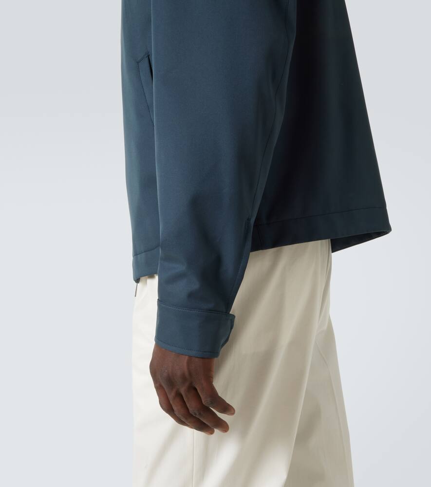 Shop Zegna Leather-trimmed Blouson In Blue