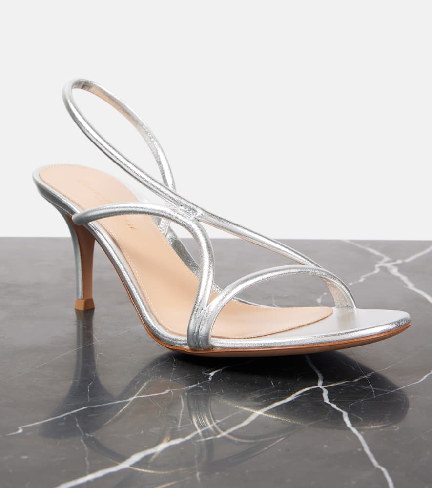 Gianvito Rossi Cage 70 Metallic Leather Sandals In Silber