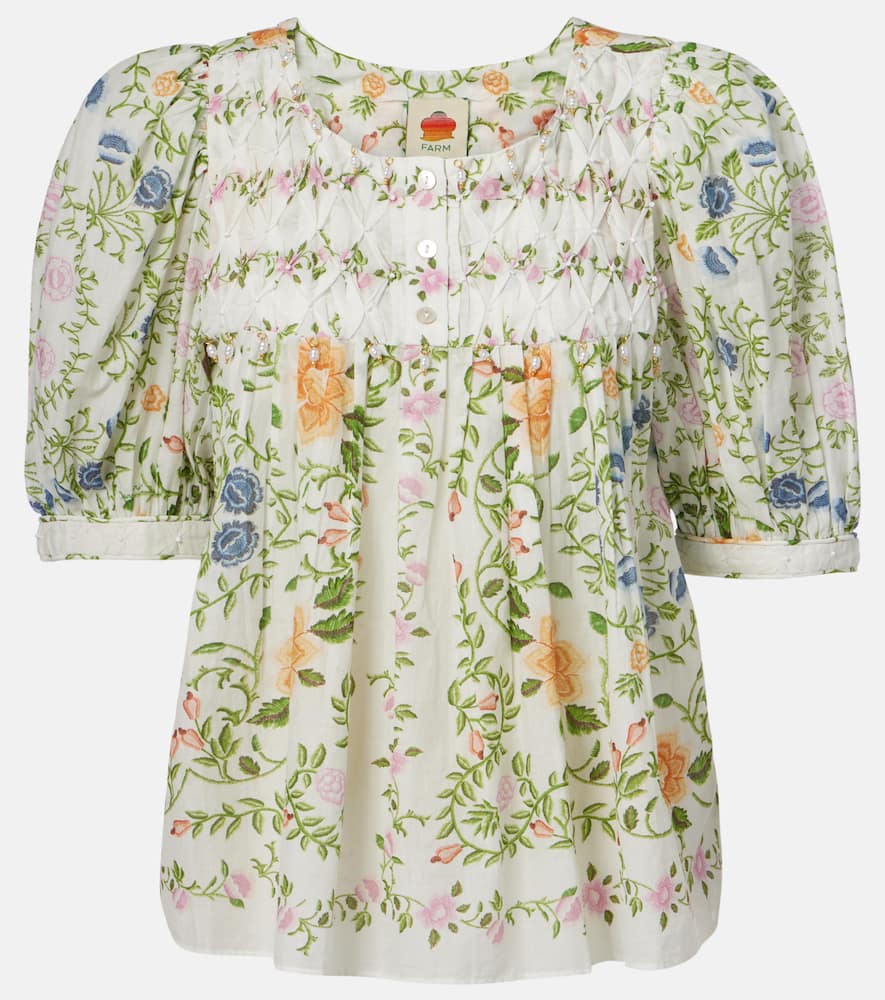 Folk Floral embellished cotton blouse