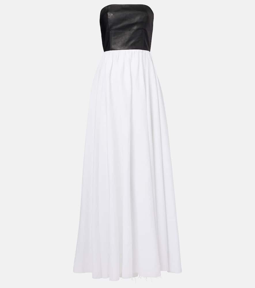 Neferu leather-trimmed linen maxi dress