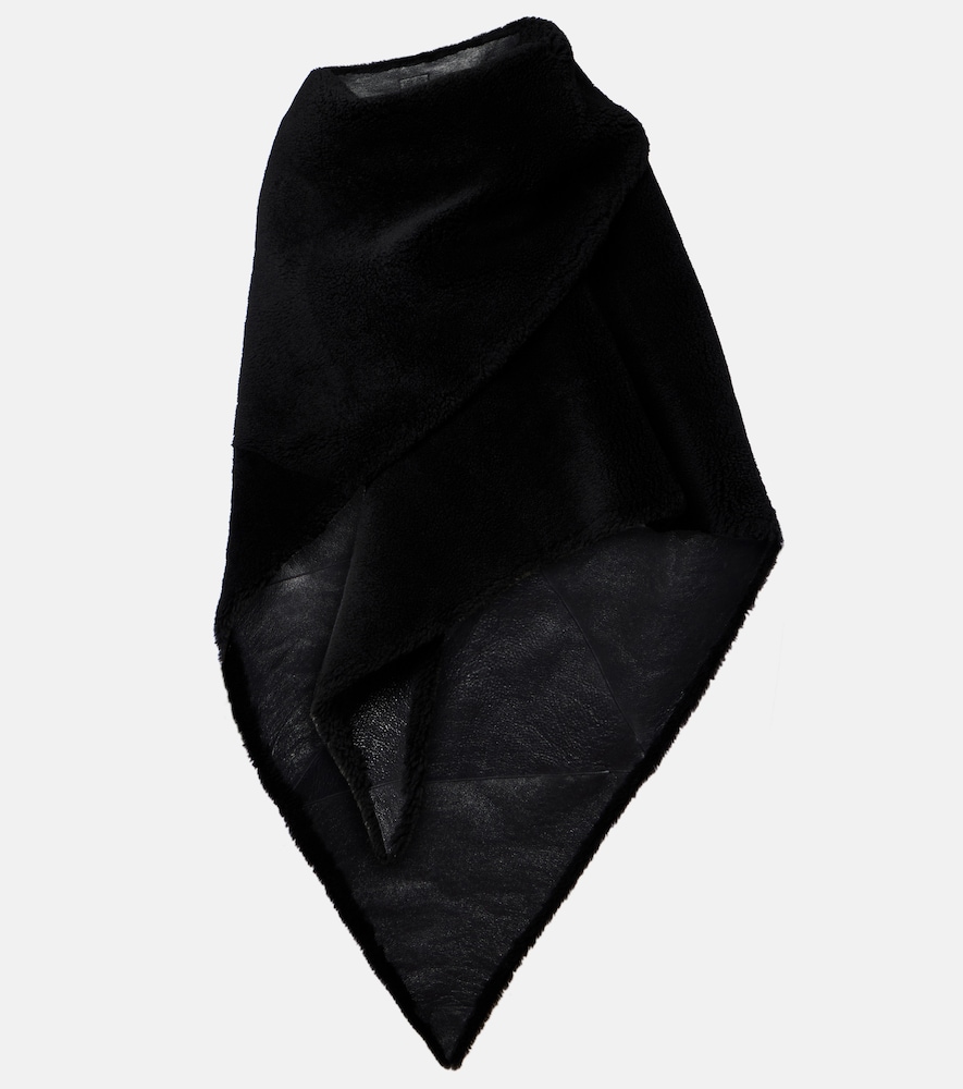 Balenciaga Shearling-trimmed leather scarf
