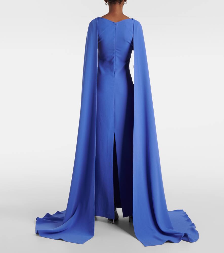 Solace London Morgan Caped Crêpe Gown In Blue