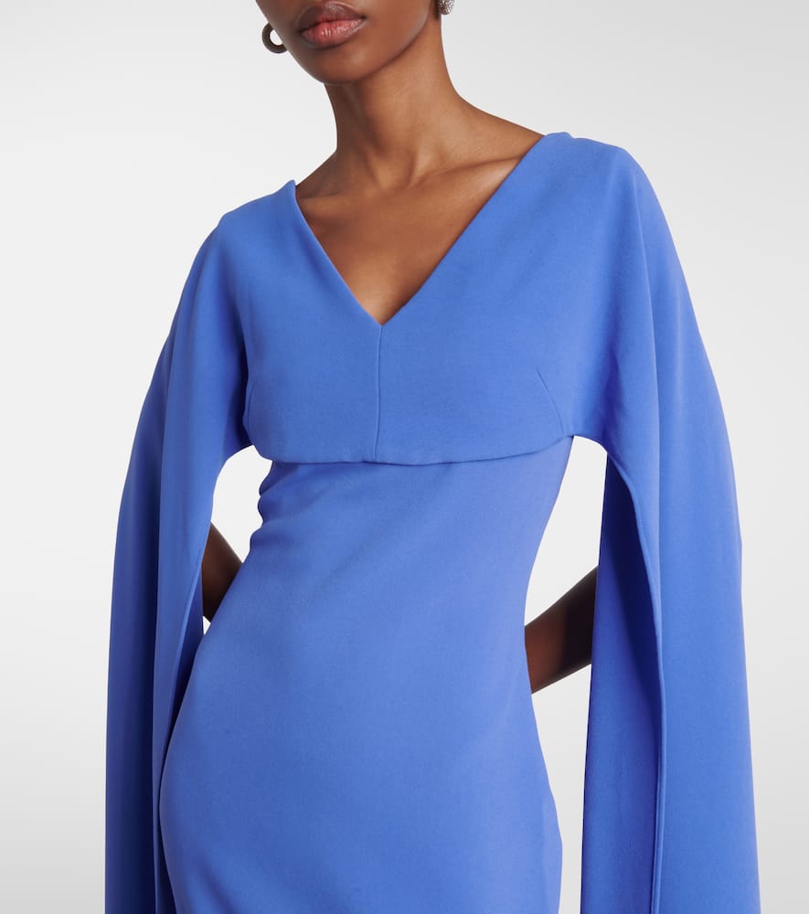 Solace London Morgan Caped Crêpe Gown In Blue