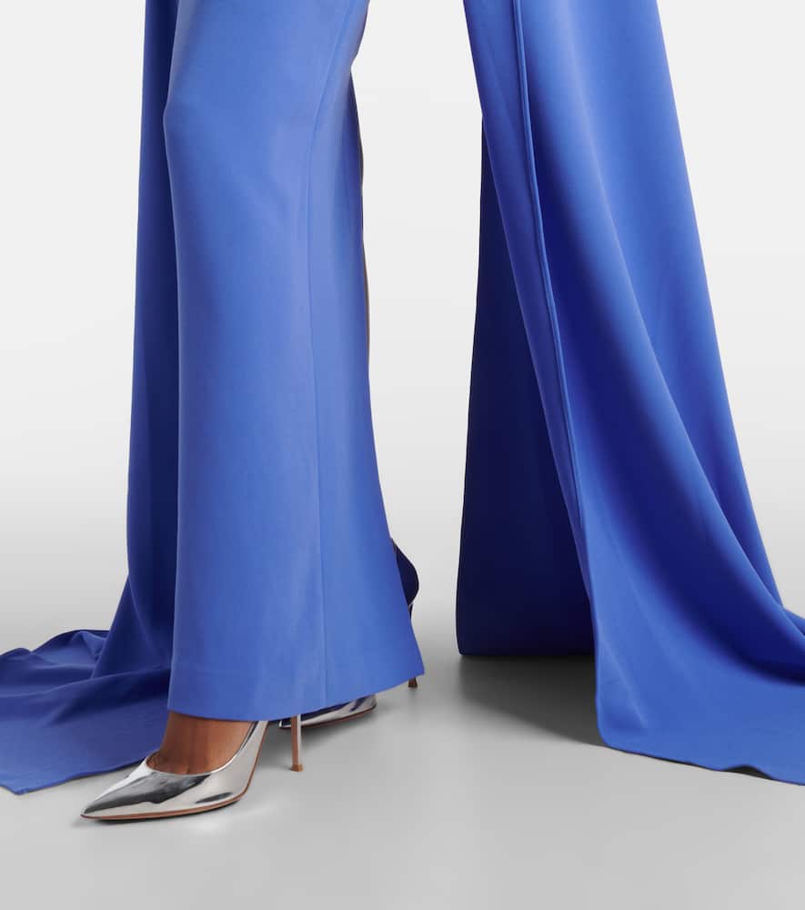 Solace London Morgan Caped Crêpe Gown In Blue