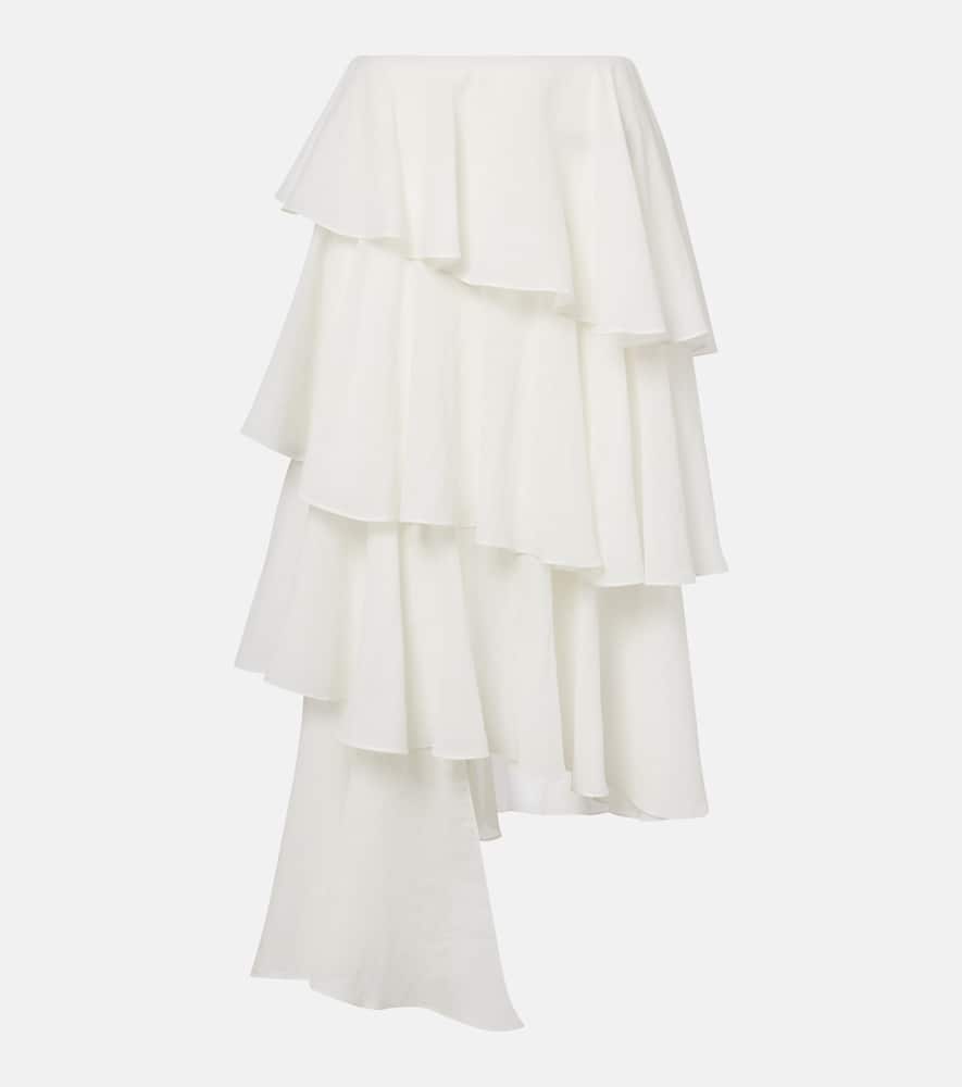 Alaïa Asymmetric cotton and linen maxi skirt