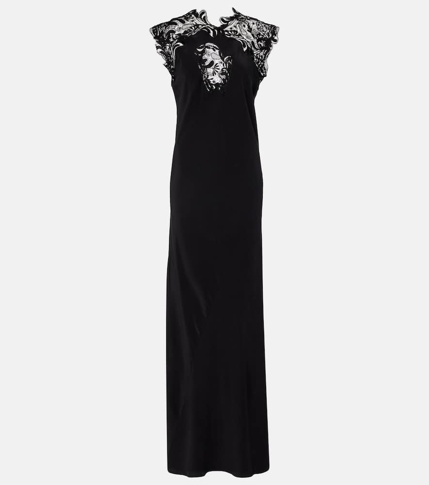 Lace-trimmed silk gown