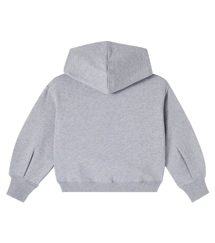 Chloé Kids Logo Cotton Fleece Hoodie In Gray